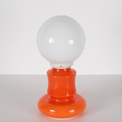 Mid-Century Italian Space Age Orange and White Murano Glass Table Lamp, 1970s-JDR-1441779