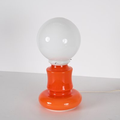 Mid-Century Italian Space Age Orange and White Murano Glass Table Lamp, 1970s-JDR-1441779