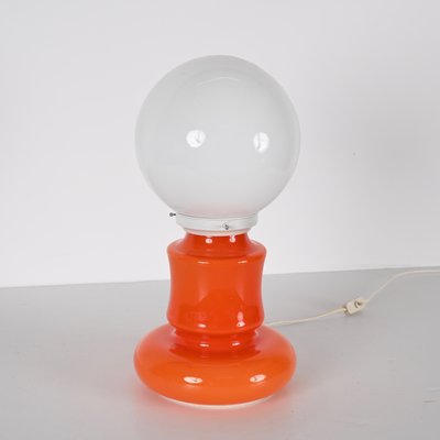 Mid-Century Italian Space Age Orange and White Murano Glass Table Lamp, 1970s-JDR-1441779