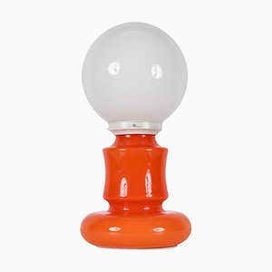 Mid-Century Italian Space Age Orange and White Murano Glass Table Lamp, 1970s-JDR-1441779