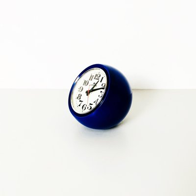 Mid-Century Italian Spherical Blue Plastic Clock Boule from Lorenz, 1960s-GDD-1251074