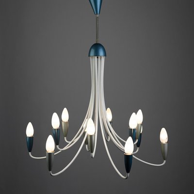 Mid-Century Italian Spider Sputnic-Design Pendant Chandelier with 12 Curved Arms, 1950s-QBR-1315004