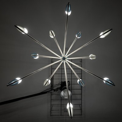 Mid-Century Italian Spider Sputnic-Design Pendant Chandelier with 12 Curved Arms, 1950s-QBR-1315004