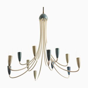 Mid-Century Italian Spider Sputnic-Design Pendant Chandelier with 12 Curved Arms, 1950s-QBR-1315004