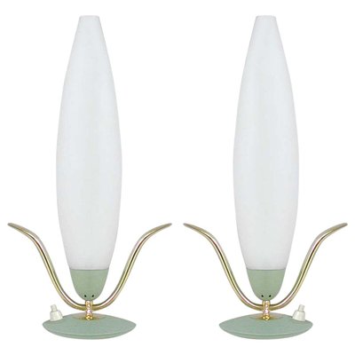 Mid-Century Italian Sputnik Mint and Satinated Glass Table Lamps, 1950s, Set of 2-OE-897914