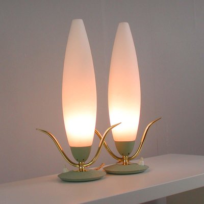 Mid-Century Italian Sputnik Mint and Satinated Glass Table Lamps, 1950s, Set of 2-OE-897914