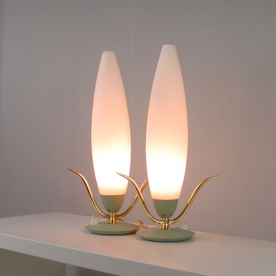 Mid-Century Italian Sputnik Mint and Satinated Glass Table Lamps, 1950s, Set of 2-OE-897914