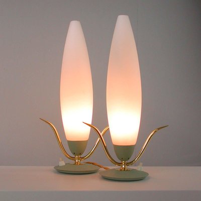 Mid-Century Italian Sputnik Mint and Satinated Glass Table Lamps, 1950s, Set of 2-OE-897914