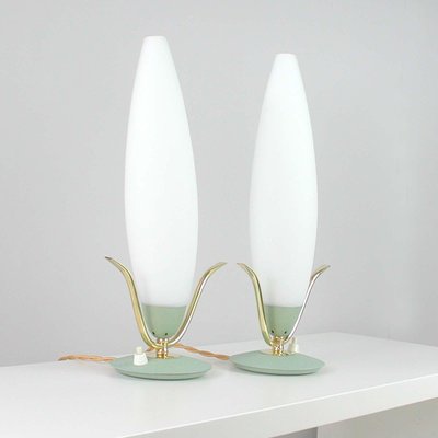 Mid-Century Italian Sputnik Mint and Satinated Glass Table Lamps, 1950s, Set of 2-OE-897914