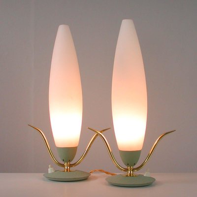 Mid-Century Italian Sputnik Mint and Satinated Glass Table Lamps, 1950s, Set of 2-OE-897914