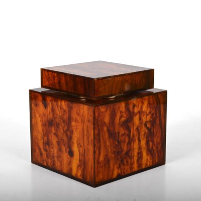 Mid-Century Italian Square Acrylic Glass Ice Bucket with Tortoise Shell Effect by Christian Dior, 1970s-JDR-1422547