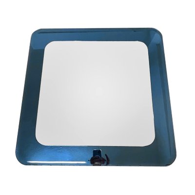 Mid-Century Italian Square Wall Mirror with Blue Glass Frame from Cristal Arte, 1960s-JDR-1125603