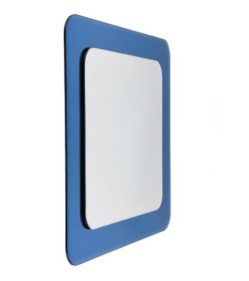 Mid-Century Italian Square Wall Mirror with Blue Glass Frame from Cristal Arte, 1960s-JDR-1125603