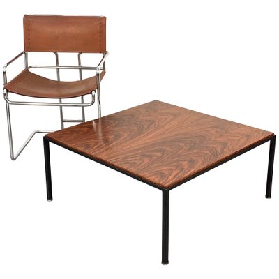 Mid-Century Italian Square Wood and Iron Coffee Table, 1960s-JDR-1125542