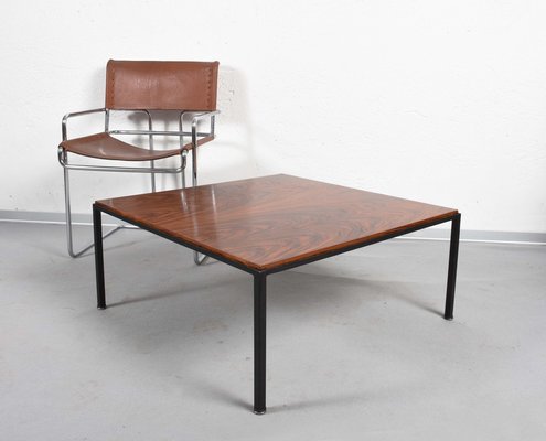 Mid-Century Italian Square Wood and Iron Coffee Table, 1960s-JDR-1125542