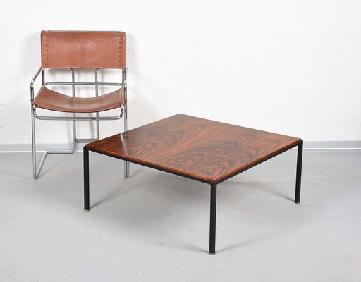 Mid-Century Italian Square Wood and Iron Coffee Table, 1960s-JDR-1125542