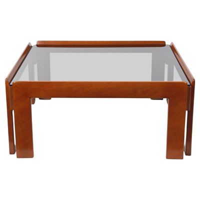 Mid-Century Italian Square Wood Coffee Table by Afra & Tobia Scarpa, 1960s-JDR-1284775