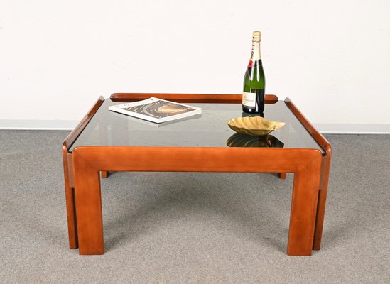 Mid-Century Italian Square Wood Coffee Table by Afra & Tobia Scarpa, 1960s-JDR-1284775