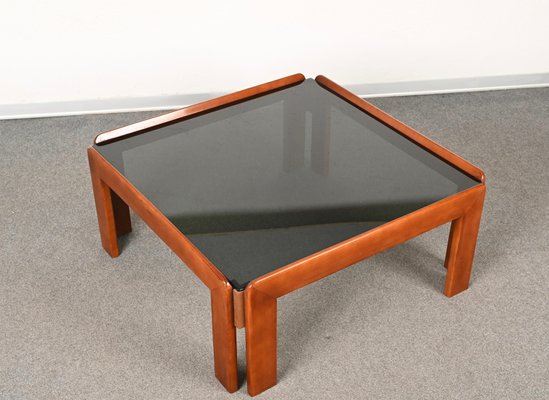 Mid-Century Italian Square Wood Coffee Table by Afra & Tobia Scarpa, 1960s-JDR-1284775