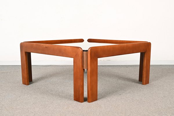 Mid-Century Italian Square Wood Coffee Table by Afra & Tobia Scarpa, 1960s-JDR-1284775