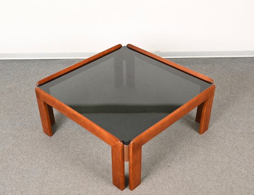 Mid-Century Italian Square Wood Coffee Table by Afra & Tobia Scarpa, 1960s-JDR-1284775