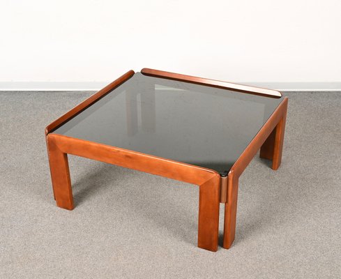 Mid-Century Italian Square Wood Coffee Table by Afra & Tobia Scarpa, 1960s-JDR-1284775