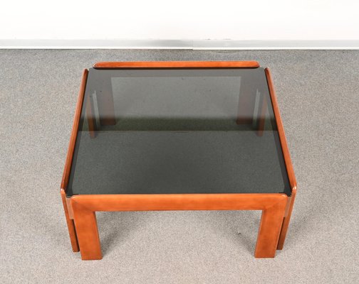 Mid-Century Italian Square Wood Coffee Table by Afra & Tobia Scarpa, 1960s-JDR-1284775