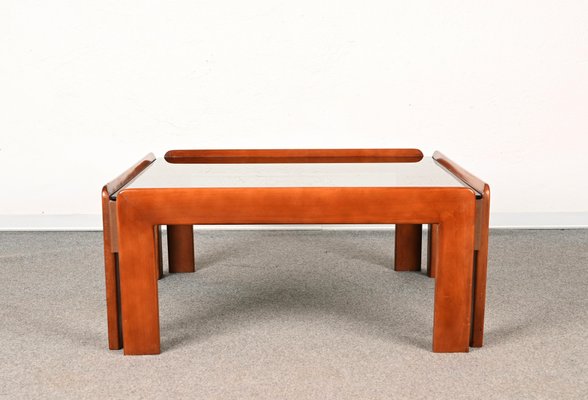 Mid-Century Italian Square Wood Coffee Table by Afra & Tobia Scarpa, 1960s-JDR-1284775