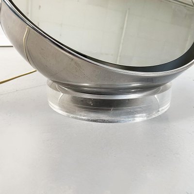 Mid-Century Italian Steel and Plastic Half Spherical Table Lamp & Mirror, 1970s-GDD-1151938