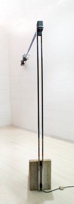 Mid-Century Italian Steel and Travertine Floor Lamp, 1970s-FER-676183