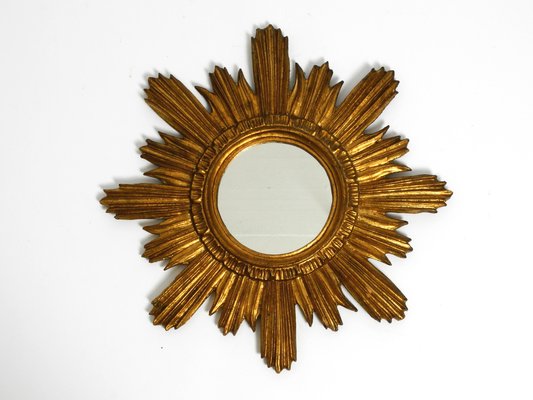 Mid-Century Italian Sunburst Wall Mirror in Wood Gold Plated, 1950s-RR-2043178