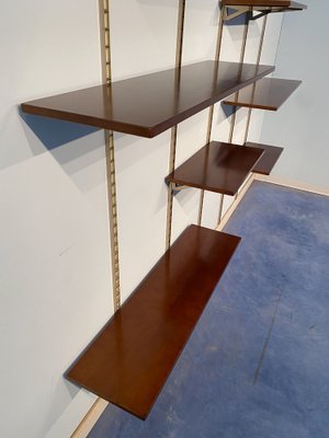 Mid-Century Italian Suspended Wall Unit Boockase in Walnut & Gilded Metal, 1960-MTX-1260960