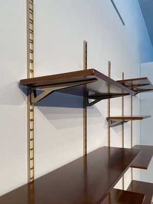 Mid-Century Italian Suspended Wall Unit Boockase in Walnut & Gilded Metal, 1960-MTX-1260960