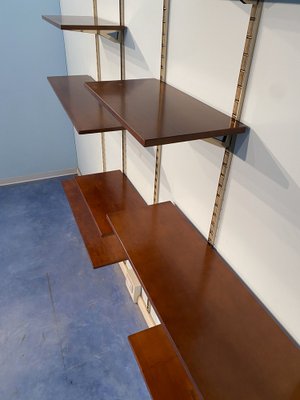 Mid-Century Italian Suspended Wall Unit Boockase in Walnut & Gilded Metal, 1960-MTX-1260960