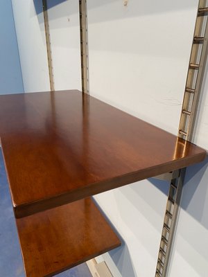 Mid-Century Italian Suspended Wall Unit Boockase in Walnut & Gilded Metal, 1960-MTX-1260960