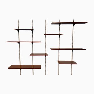 Mid-Century Italian Suspended Wall Unit Boockase in Walnut & Gilded Metal, 1960-MTX-1260960