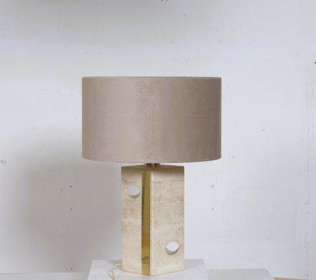 Mid-Century Italian Table Lamp in Travertine attributed to Fratelli Mannelli, 1970s-DR-1749961