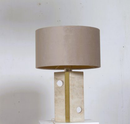 Mid-Century Italian Table Lamp in Travertine attributed to Fratelli Mannelli, 1970s-DR-1749961