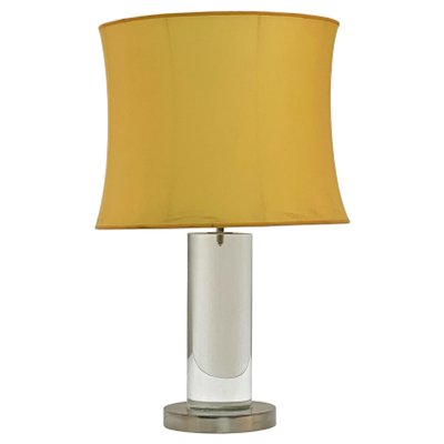 Mid-Century Italian Table Lamp with Acrylic Glass Column & Brass Base by Romeo Rega, 1970s-JDR-1239906