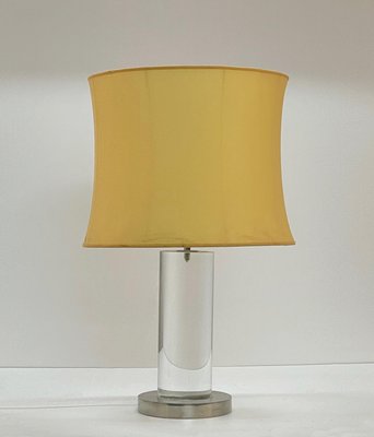 Mid-Century Italian Table Lamp with Acrylic Glass Column & Brass Base by Romeo Rega, 1970s-JDR-1239906