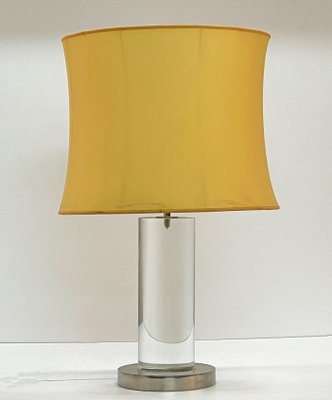 Mid-Century Italian Table Lamp with Acrylic Glass Column & Brass Base by Romeo Rega, 1970s-JDR-1239906