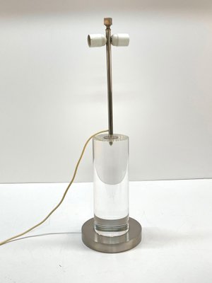 Mid-Century Italian Table Lamp with Acrylic Glass Column & Brass Base by Romeo Rega, 1970s-JDR-1239906