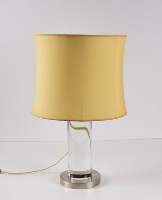 Mid-Century Italian Table Lamp with Acrylic Glass Column & Brass Base by Romeo Rega, 1970s-JDR-1239906