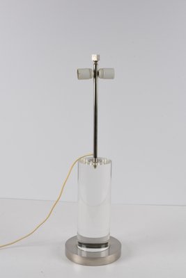 Mid-Century Italian Table Lamp with Acrylic Glass Column & Brass Base by Romeo Rega, 1970s-JDR-1239906