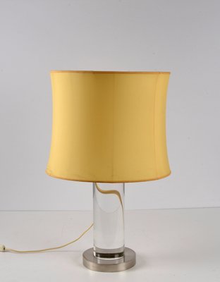 Mid-Century Italian Table Lamp with Acrylic Glass Column & Brass Base by Romeo Rega, 1970s-JDR-1239906