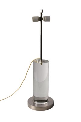 Mid-Century Italian Table Lamp with Acrylic Glass Column & Brass Base by Romeo Rega, 1970s-JDR-1239906