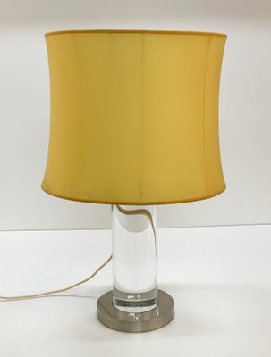 Mid-Century Italian Table Lamp with Acrylic Glass Column & Brass Base by Romeo Rega, 1970s-JDR-1239906