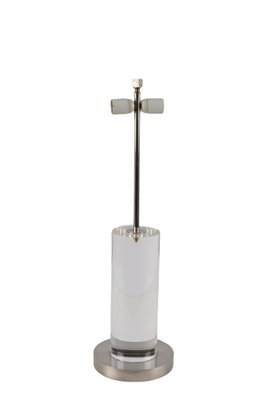 Mid-Century Italian Table Lamp with Acrylic Glass Column & Brass Base by Romeo Rega, 1970s-JDR-1239906