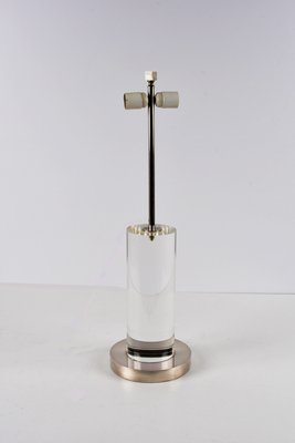 Mid-Century Italian Table Lamp with Acrylic Glass Column & Brass Base by Romeo Rega, 1970s-JDR-1239906