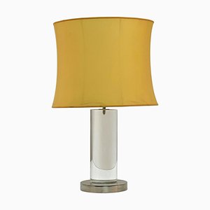 Mid-Century Italian Table Lamp with Acrylic Glass Column & Brass Base by Romeo Rega, 1970s-JDR-1239906